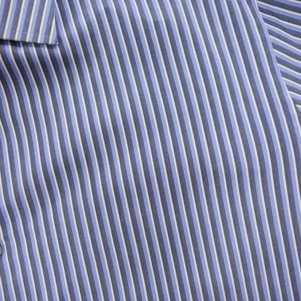 Banana Republic Shirt Mens Large 16.5 Blue Button Up Striped Dress Long Sleeve
